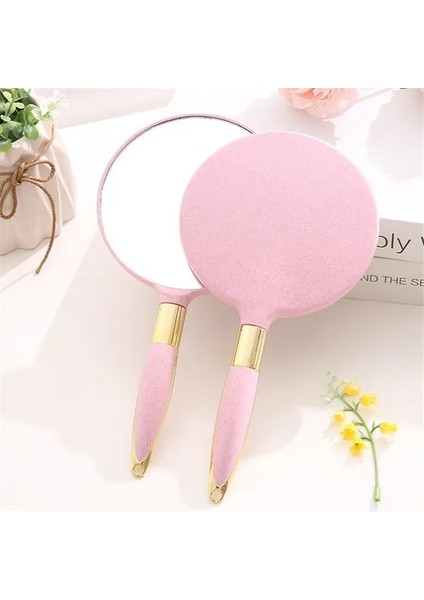 Pembe-Yuvarlak Kadın Vintage El Makyaj Aynası El Aynası Makyaj Masası Aynası Spa Salon Makyaj Masası Saplı Kozmetik Kompakt Ayna 30 # (Yurt Dışından)