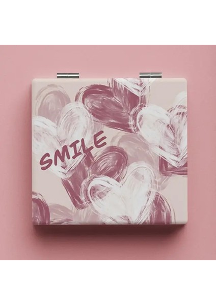 Kırmızı Yağlıboya Makyaj Aynası 2x Büyüteç Kozmetik Ayna Taşınabilir Kadın Katlanır Çift Taraflı Küçük Ayna Güzellik Araçları (Yurt Dışından)