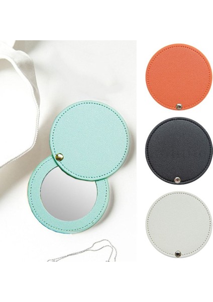 Turuncu Taşınabilir Pu Kozmetik Ayna Mini Yuvarlak Makyaj Aynası Katlanır Cep Kompakt Ayna Seyahat Aksesuarları (Yurt Dışından) fiyatları