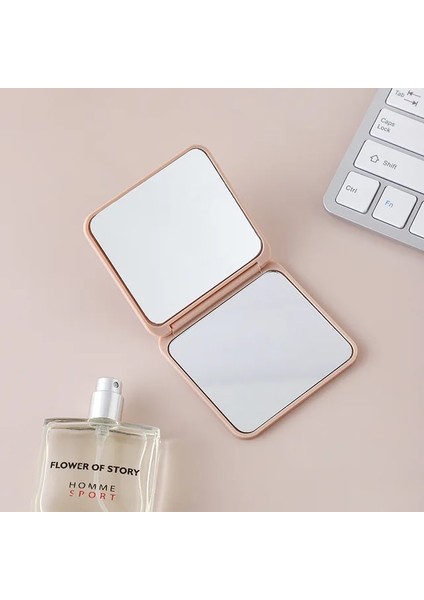 2 Yüzlü Makyaj Aynası Kare Taşınabilir Sevimli Kızın Hediye El Mini Büyüteç Ayna Cep Çift Taraflı Makyaj Aynası Kompakt (Yurt Dışından)