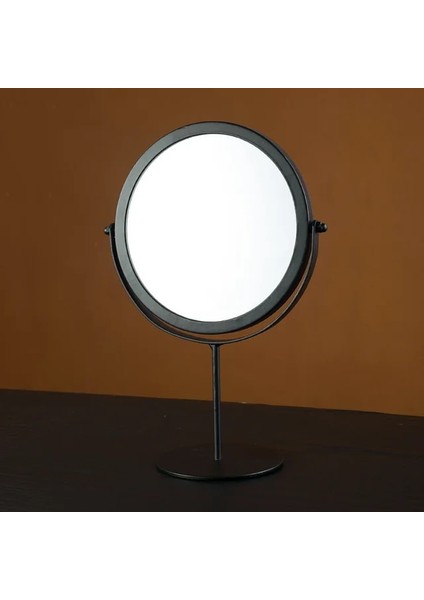 BLACK-19X28X10CM Makyaj Aynası Işık Lüks Retro Avrupa Metal Altın Ev Masaüstü Masaüstü Kare Yuvarlak Ayna Ayna Yurt Makyaj Aynası (Yurt Dışından)