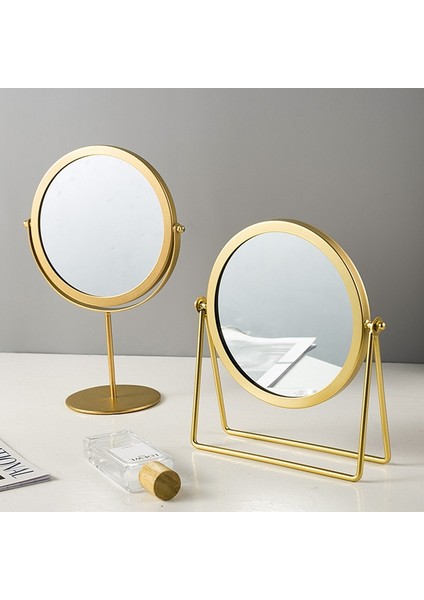 BLACK-19X28X10CM Makyaj Aynası Işık Lüks Retro Avrupa Metal Altın Ev Masaüstü Masaüstü Kare Yuvarlak Ayna Ayna Yurt Makyaj Aynası (Yurt Dışından) fiyatları