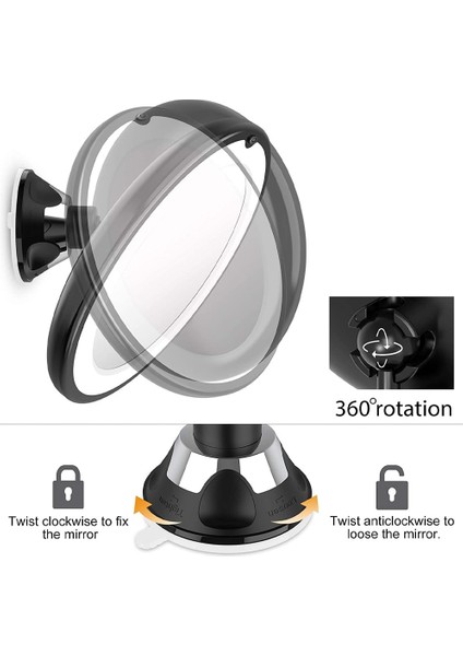 Öğe 02 10X LED Işıklı Büyüteç Makyaj Aynası 360 Derece Dönen Kozmetik Vanity Makyaj Aynası Vantuz Banyo Duş Aynası (Yurt Dışından) indirimleri