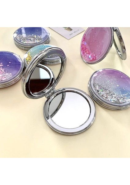 23 Taşınabilir Çift Taraflı Katlanır Kozmetik Ayna Kadın Hediyeler Akan Köpüklü Kum Mini Makyaj Aynası Kompakt Cep Aynaları (Yurt Dışından) fırsatları