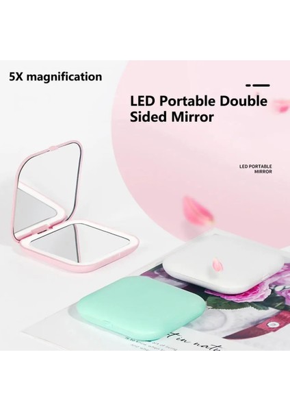 Siyah Makyaj Aynası Yumuşak Işık Büyüteç Ayna 5 Kez Büyütme Mini Ayna LED Makyaj Aynası Cep Kozmetik Ayna Güzellik (Yurt Dışından) fiyatları