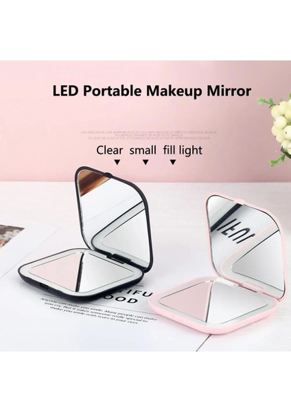 Siyah Makyaj Aynası Yumuşak Işık Büyüteç Ayna 5 Kez Büyütme Mini Ayna LED Makyaj Aynası Cep Kozmetik Ayna Güzellik (Yurt Dışından) modelleri