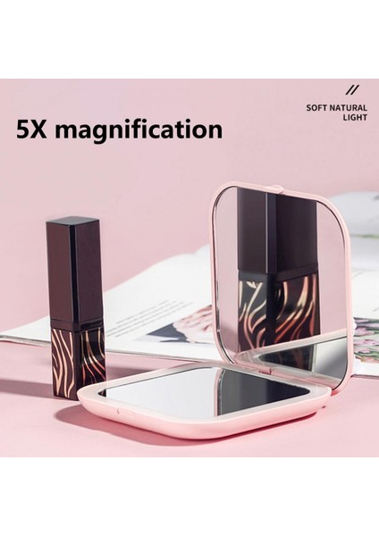 Siyah Makyaj Aynası Yumuşak Işık Büyüteç Ayna 5 Kez Büyütme Mini Ayna LED Makyaj Aynası Cep Kozmetik Ayna Güzellik (Yurt Dışından) fırsatları