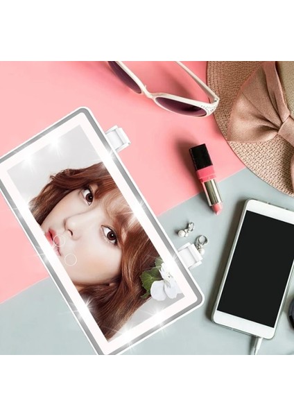 Beyaz Araba Güneşlik Makyaj Aynası Ekranda Dokunmatik ile Şarj Edilebilir Makyaj Aynası Kısılabilir (Yurt Dışından) fırsatları