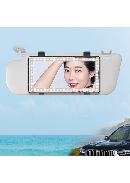 Beyaz Araba Güneşlik Makyaj Aynası Ekranda Dokunmatik ile Şarj Edilebilir Makyaj Aynası Kısılabilir (Yurt Dışından) indirimleri