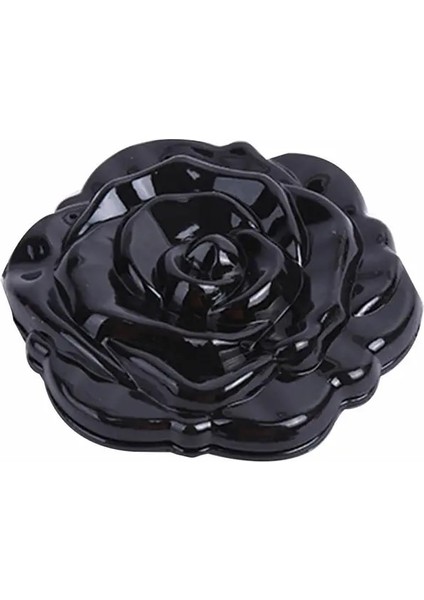 Siyah Yuvarlak Ayna Makyaj Aracı Taşınabilir Seyahat Stereo Çift Taraflı Gül Cep Güzellik Makyaj Aracı (Yurt Dışından)