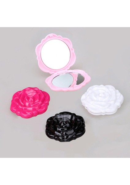 Siyah Yuvarlak Ayna Makyaj Aracı Taşınabilir Seyahat Stereo Çift Taraflı Gül Cep Güzellik Makyaj Aracı (Yurt Dışından) indirimleri