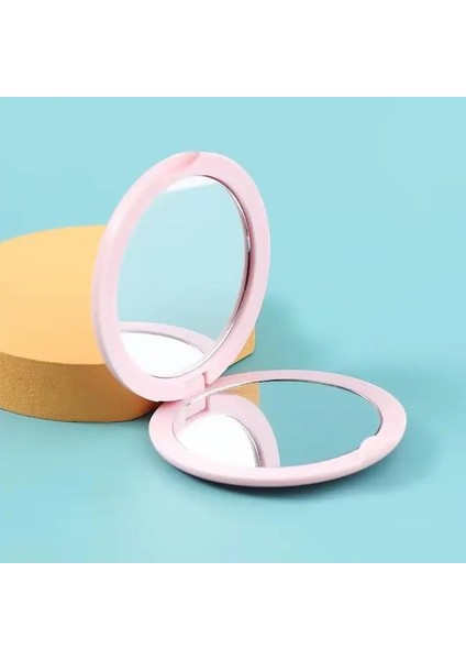 Pembe Mini Katlanır Küçük Makyaj Yuvarlak Ayna Kompakt El Dekoratif Ayna Çift Taraflı Çevirme Güzellik Giyinme Cep Kozmetik Pembe (Yurt Dışından)