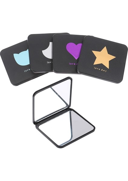 Kırmızı Katlanabilir Makyaj Aynası Mini Kare Makyaj Makyaj Aynası Taşınabilir El Aynaları Çift Taraflı Kompakt Ayna Cep Kozmetik Ayna (Yurt Dışından)