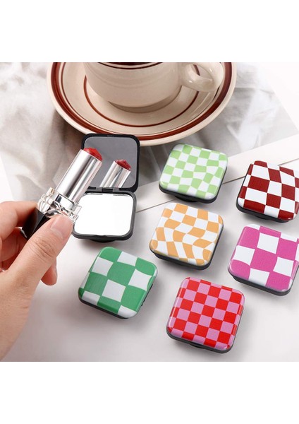 09 Ekose Dama Tahtası Cep Kozmetik Ayna Iki Taraflı Katlanır Kare Makyaj Aynası Taşınabilir Ayna Yaratıcı Telefon Tutucu (Yurt Dışından) modelleri