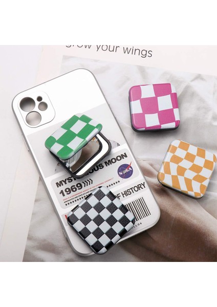 09 Ekose Dama Tahtası Cep Kozmetik Ayna Iki Taraflı Katlanır Kare Makyaj Aynası Taşınabilir Ayna Yaratıcı Telefon Tutucu (Yurt Dışından) fırsatları