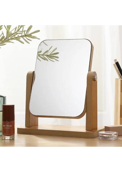 25X22 cm Basit Ahşap Makyaj Aynası Dönen Masaüstü Ayna Öğrenci Yurdu Masaüstü Makyaj Masası Aynası Taşınabilir Katlanır Moda Ayna Ev (Yurt Dışından) indirimleri