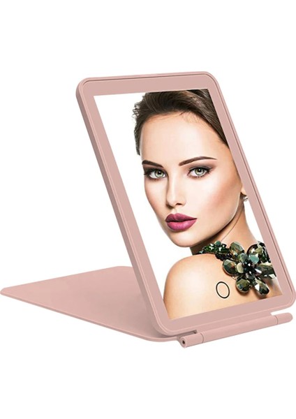 Standart Pembe Ultra Ince Tasarım LED Katlanır Ayna 3 Renkli Aydınlatma Taşınabilir Işıklı Güzellik Aynası Bayanlar Için Şarj Edilebilir Ayna Dokunmatik Anahtarı (Yurt Dışından) indirimleri