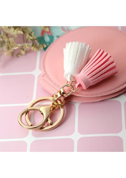 Mor Mini Yuvarlak Pu Makyaj Aynası Sevimli Püskül Taşınabilir Makyaj Aynası Çanta Anahtarlığı Süsleme Çift Taraflı Kompakt Kozmetik Ayna (Yurt Dışından) indirimleri