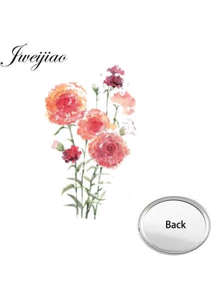 KL14 Youhaken Çiçek Fotoğrafları Baskılı Mini Tek Tarafı Düz Cep Aynası Pürüzsüz Kompakt Taşınabilir Basit Hediye Makyaj Vanity El Aynaları (Yurt Dışından)