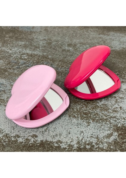 Hotpink 2'li Kalp Şeklinde Çift Taraflı Makyaj Aynası 1 Alana 1 Bedava!taşınabilir Seyahat Cep Makyaj Aynası (Yurt Dışından)