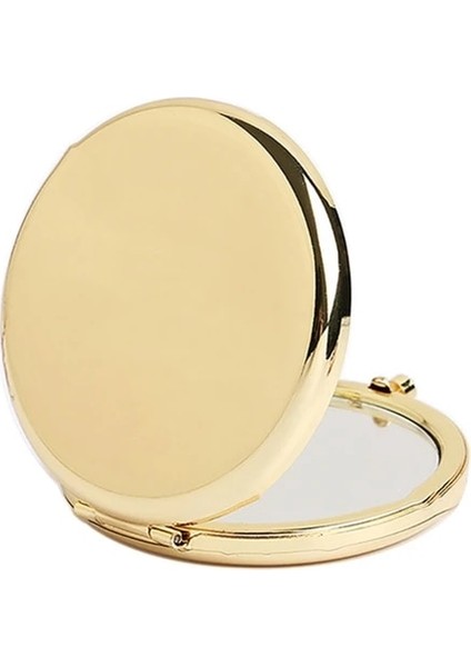 Açık Sarı Klasik Cep Aynası Büyütme Kompakt Seyahat Makyaj Aynası Gümüş/altın Taşınabilir, Katlanır, El Aynası (Yurt Dışından)