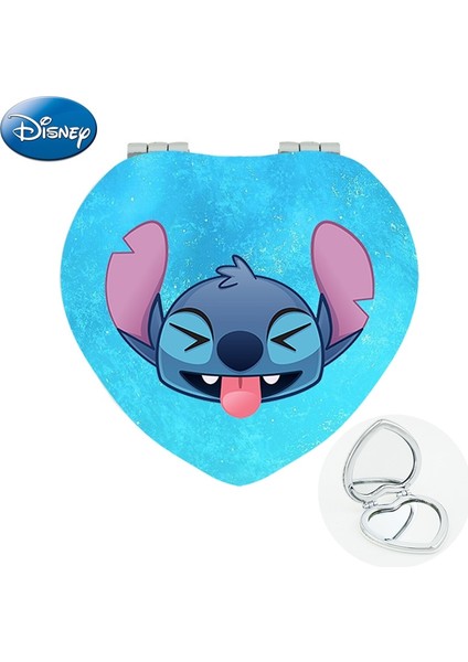 DIY1309 Disney Lilo & Stitch Deri Cep Aynası Komik Mavi Hayvan Kalp Katlanır Makyaj Espejo De Maquillaje Mezuniyet Hediyesi DIY1301 (Yurt Dışından)