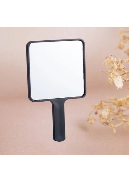 Siyah Profesyonel Salon Saç Stilisti Büyük El Aynası W/kollu Geniş Açı El Kozmetik Ayna Giyinme Kürek Salon (Yurt Dışından)