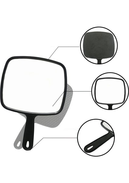 Siyah Profesyonel Salon Saç Stilisti Büyük El Aynası W/kollu Geniş Açı El Kozmetik Ayna Giyinme Kürek Salon (Yurt Dışından) fiyatları