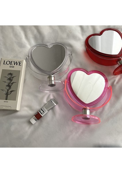 B-Bej Ins Kore Tarzı Kalp Şeklinde Kozmetik Ayna Akrilik Şeffaf Taban Makyaj Aynası Çift Taraflı Ev Yatak Odası Masaüstü Ayna (Yurt Dışından) fiyatları