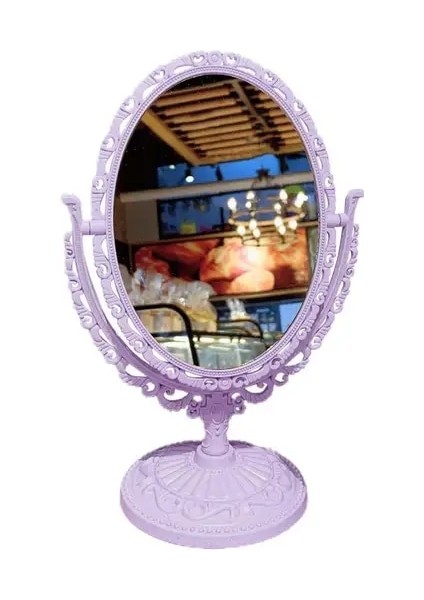 Mor 1 360 Derece Kalp Şeklinde Makyaj Aynası Vintage Avrupa Tarzı Akrilik Tek Taraflı Makyaj Aynası Döner Masaüstü Makyaj Aracı (Yurt Dışından)