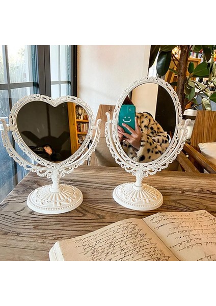 Mor 1 360 Derece Kalp Şeklinde Makyaj Aynası Vintage Avrupa Tarzı Akrilik Tek Taraflı Makyaj Aynası Döner Masaüstü Makyaj Aracı (Yurt Dışından) fiyatları