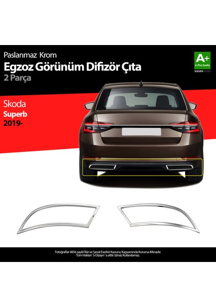 Skoda Superb Krom Egzoz Çıkışı 2 Prç. 2020-2023 A+ Kalite