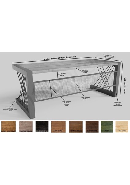 Alfa Normal Ceviz Renk Masif Ağaç Ofis ve Çalışma Masası - Ebat Seçenekli modelleri