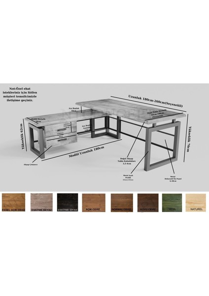 Ntconcept Loa Masif Ağaç Modüllü Ofis Masası - Ebat Seçenekli