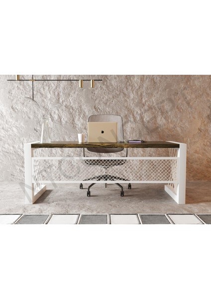 Alfa Eskitme Siyah Renk Masif Ağaç Ofis ve Çalışma Masası - Ebat Seçenekli