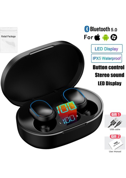 Kablosuz Kulaklıklar Kablosuz Bluetooth Kulaklık Mic ile Akıllı Telefonlar Için LED Ekran Kulakiçi Tws Kulaklık Bluetooth Kulaklıklar (Yurt Dışından)
