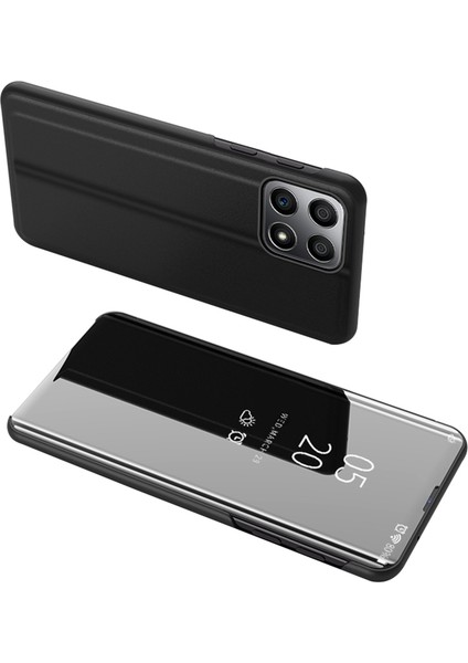 Onur Için X8 5g Görüntüleyin Pencere Pu Deri Çantası Eller Serbest Stant Aynası Elektro-Örtme Telefon Kapağı Koruyucusu (Yurt Dışından)