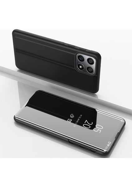 Onur Için X8 5g Görüntüleyin Pencere Pu Deri Çantası Eller Serbest Stant Aynası Elektro-Örtme Telefon Kapağı Koruyucusu (Yurt Dışından)