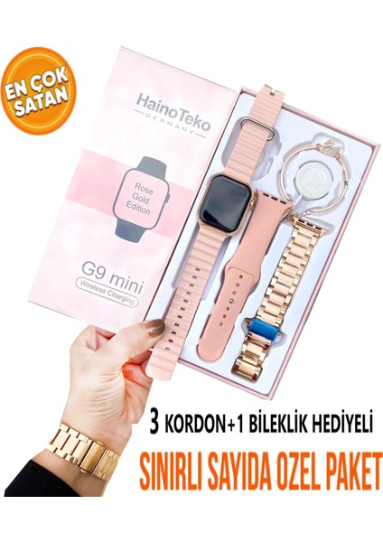 Watch 9 Mini G9 41MM Woman (3 Kordon + 1 Bileklik HEDİYELİ)2023 Yeni Model