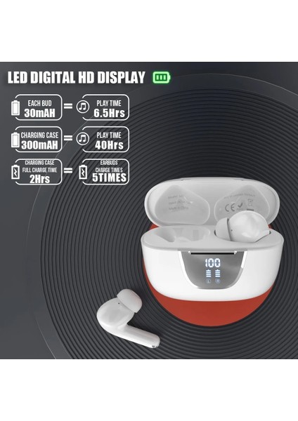 Yeni S42 Bluetooth Kulaklık 5.3 Gürültü Önleyici Tws Bluetooth Kulaklık LED Dijital Ekran ile Spor Kablosuz Kulaklık 2023 (Yurt Dışından)