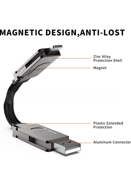 Altısı Bir Arada Taşınabilir Anahtarlık Çok Fonksiyonlu Pd Hızlı Şarj Veri Kablosu (Yurt Dışından)
