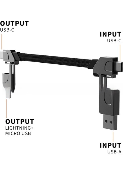 Altısı Bir Arada Taşınabilir Anahtarlık Çok Fonksiyonlu Pd Hızlı Şarj Veri Kablosu (Yurt Dışından)