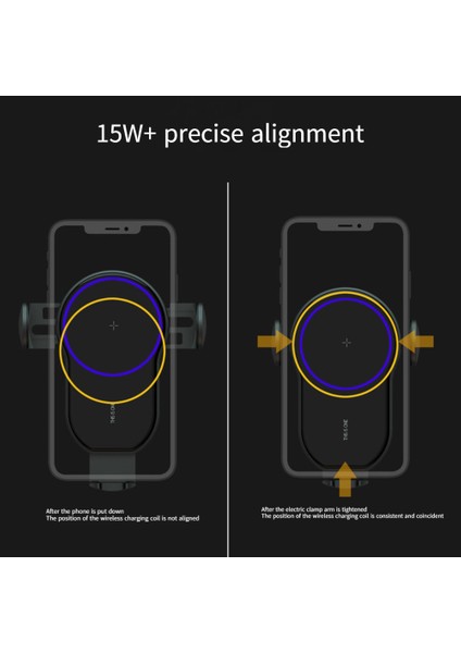 Qi 15W Otomatik Sıkma Araç Telefonu Tutucu Kablosuz Şarj-Zarif Gri [hava Çıkışlı Kablosuz Şarj] (Bir Set) (Yurt Dışından)