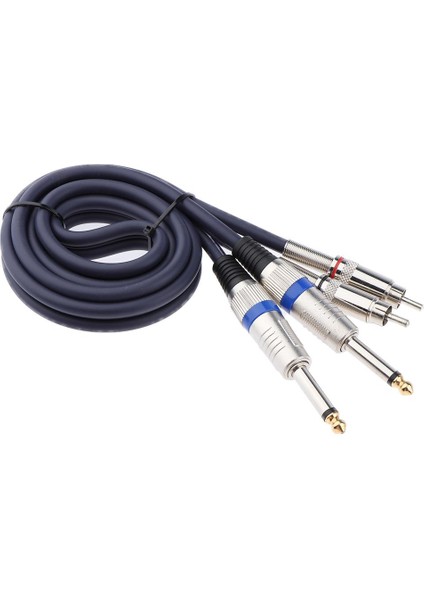 Ses Kablosu Çift 1/4" Jack 6.35MM - Mikser Amplifikatü Için Çift Rca Fono 1m (Yurt Dışından)