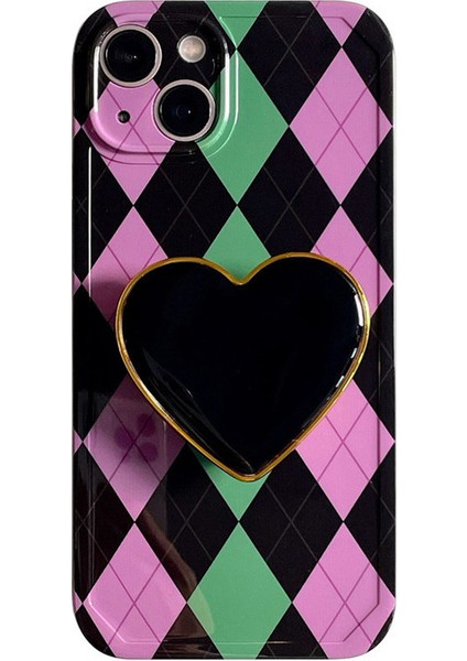 Iphone 11 Pro Max Için Vintage Renkli Elmas Desenli Aşk Standı Telefon Kılıfı (Yurt Dışından)