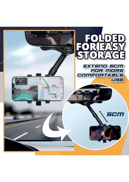 2022 Dönebilen ve Geri Çekilebilir Araç Telefonu Tutucu - 【yeni Sürüm】 Çok Fonksiyonlu Araç Dikiz Aynası Telefon Tutucu, Tüm Cep Telefonları Için Evrensel 360 Derece Dönebilen Diki (Yurt Dışından) fiyatları