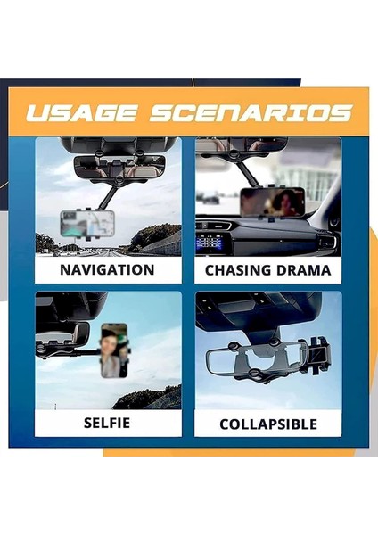 2022 Dönebilen ve Geri Çekilebilir Araç Telefonu Tutucu - 【yeni Sürüm】 Çok Fonksiyonlu Araç Dikiz Aynası Telefon Tutucu, Tüm Cep Telefonları Için Evrensel 360 Derece Dönebilen Diki (Yurt Dışından) fırsatları