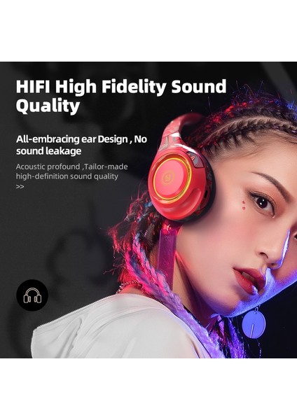 Tecsire A2 Bluetooth Kulaklık Kablosuz Kulaklık Kulak Üstü Yüksek Sadakat Bas Stereo Ayrılabilir Mikrofon (Yurt Dışından)