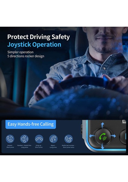 Bluetooth 5.0 Fm (Ukw) Verici, Araç Için, Qc3.0 + Tip C Pd 20 W Araç Şarj Cihazı, Kablosuz Fm Radyo, Bas Ses, Müzik Çalar, Eller Serbest Konuşma Tertibatı ve USB Bellekler Için Bağ (Yurt Dışından) fiyatları
