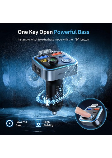 Bluetooth 5.0 Fm (Ukw) Verici, Araç Için, Qc3.0 + Tip C Pd 20 W Araç Şarj Cihazı, Kablosuz Fm Radyo, Bas Ses, Müzik Çalar, Eller Serbest Konuşma Tertibatı ve USB Bellekler Için Bağ (Yurt Dışından) fırsatları